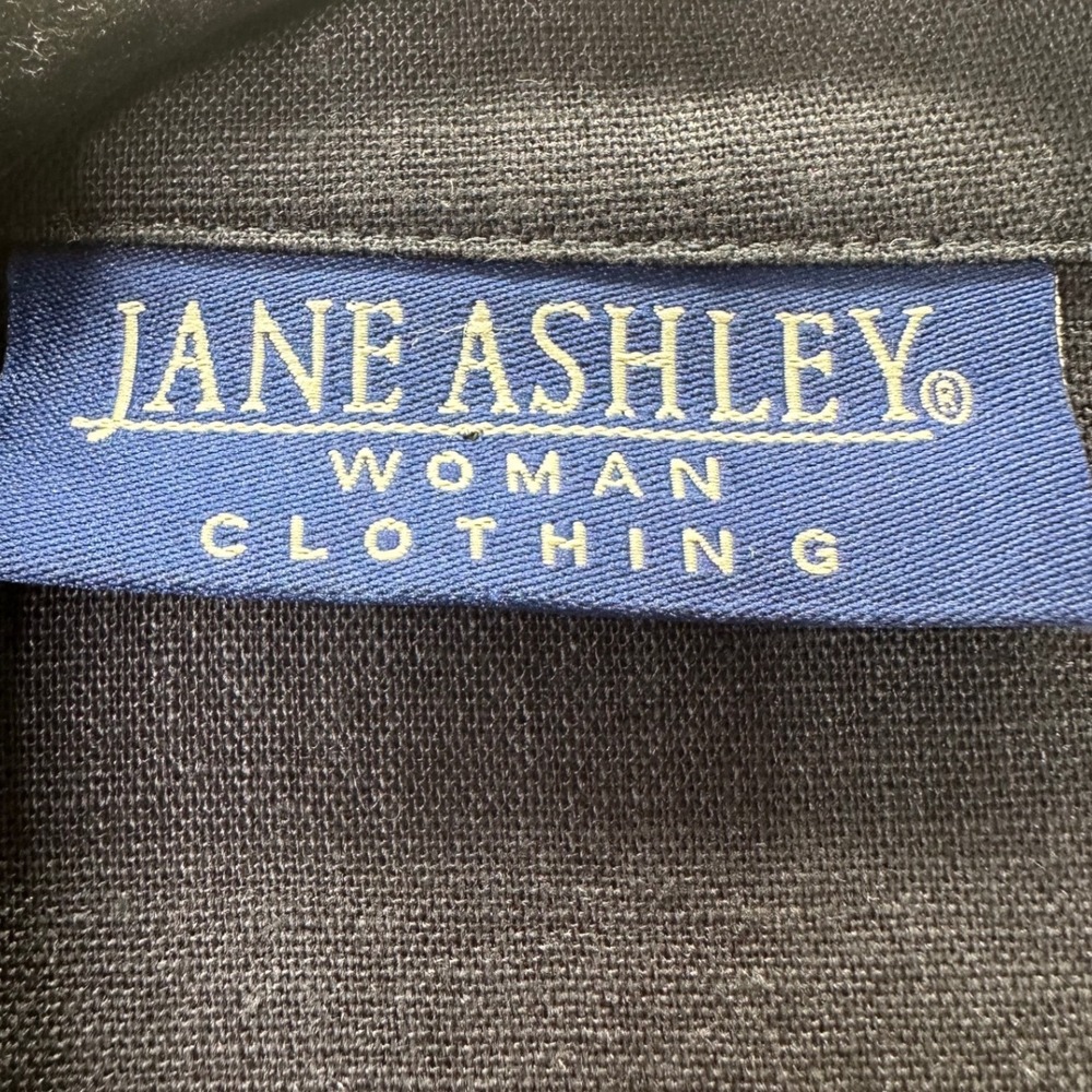 Jane Ashley VTG Black Linen Blend 2X Embroidered Button Down DeadStock Grandma‎ - Picture 6 of 8